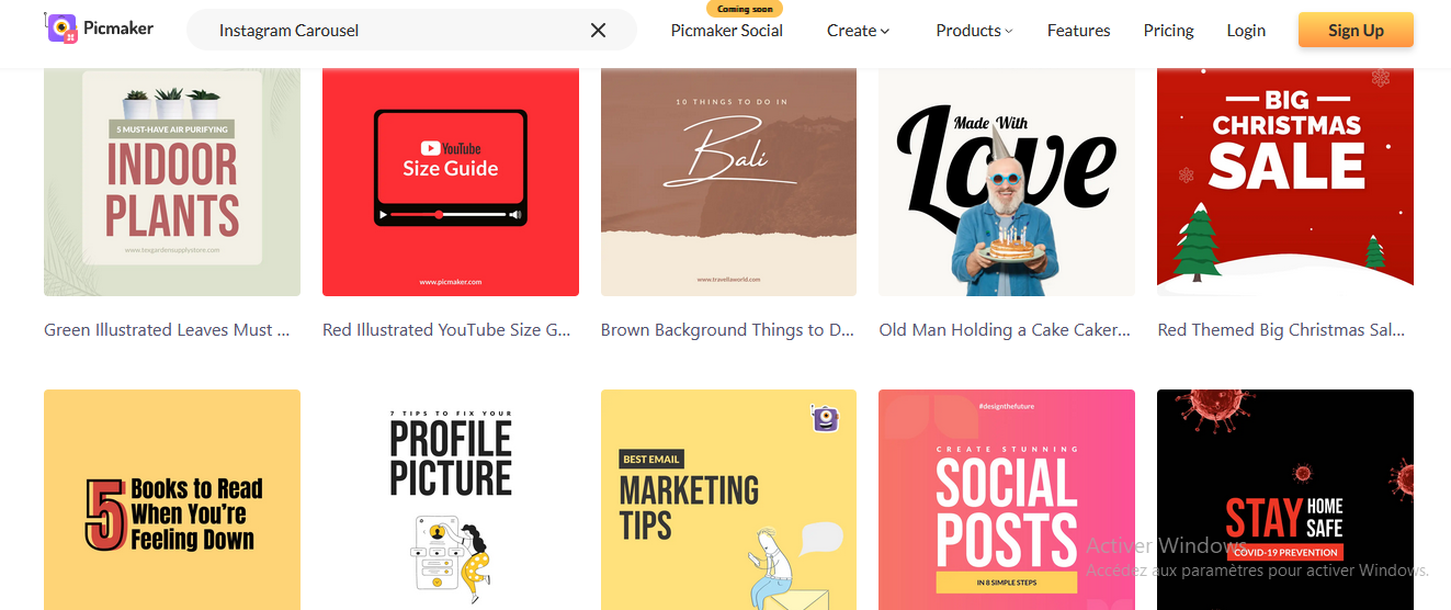 template carrousel instagram picmaker