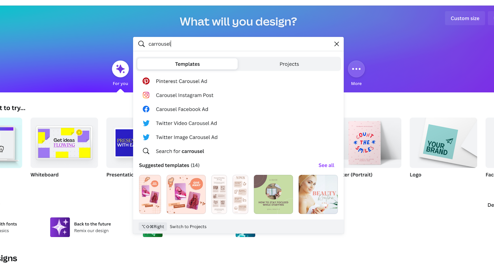créer un carrousel instagram avec canva