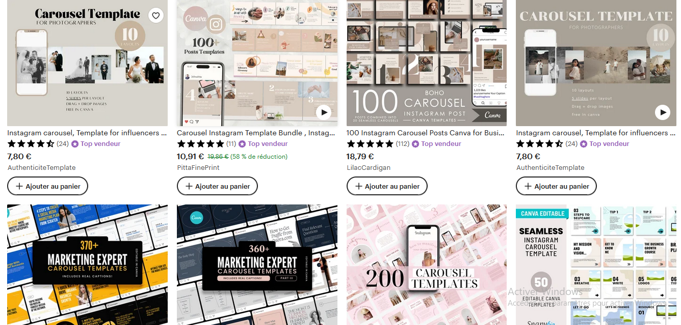 template carrousel instagram etsy