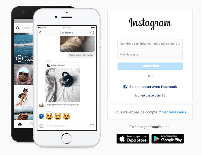 changer mot de passe instagram page inscription