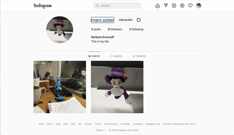 modifier profil instagram pc