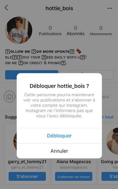 instagram accepter debloquer compte