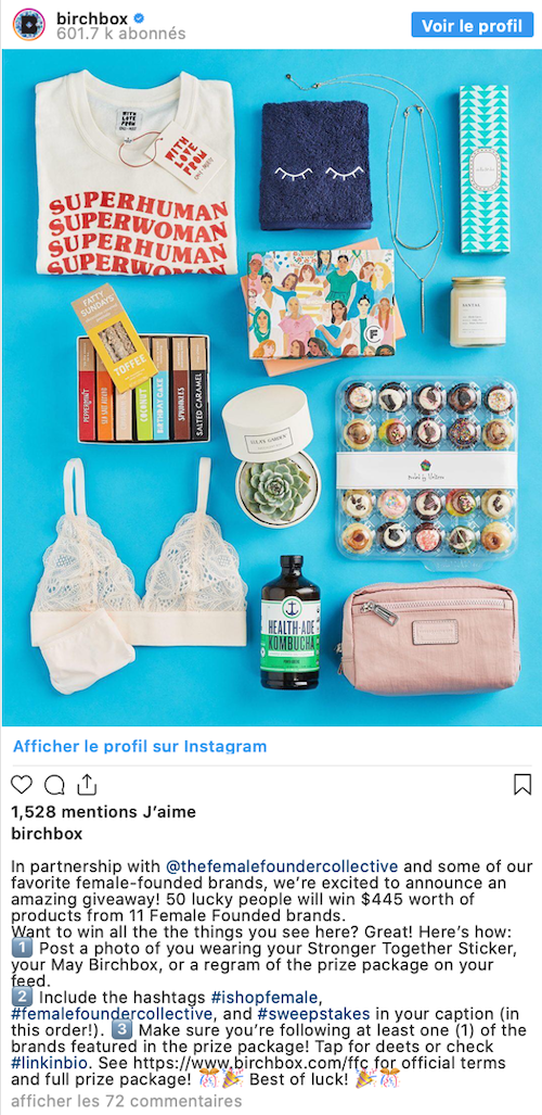 post jeu concours instagram