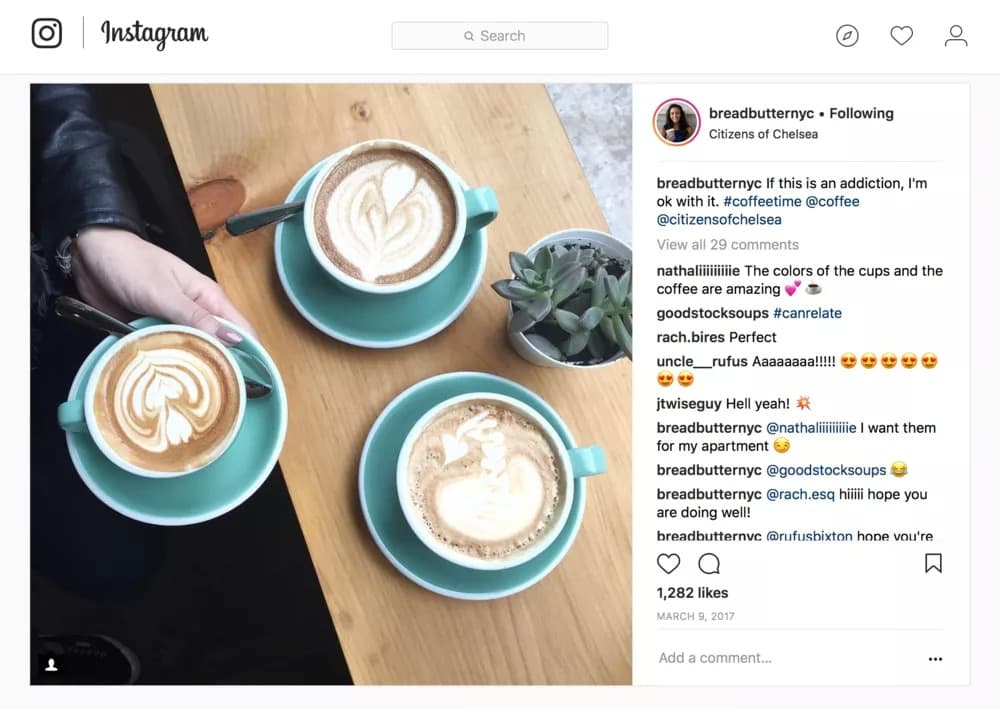 teinte couleur post insta