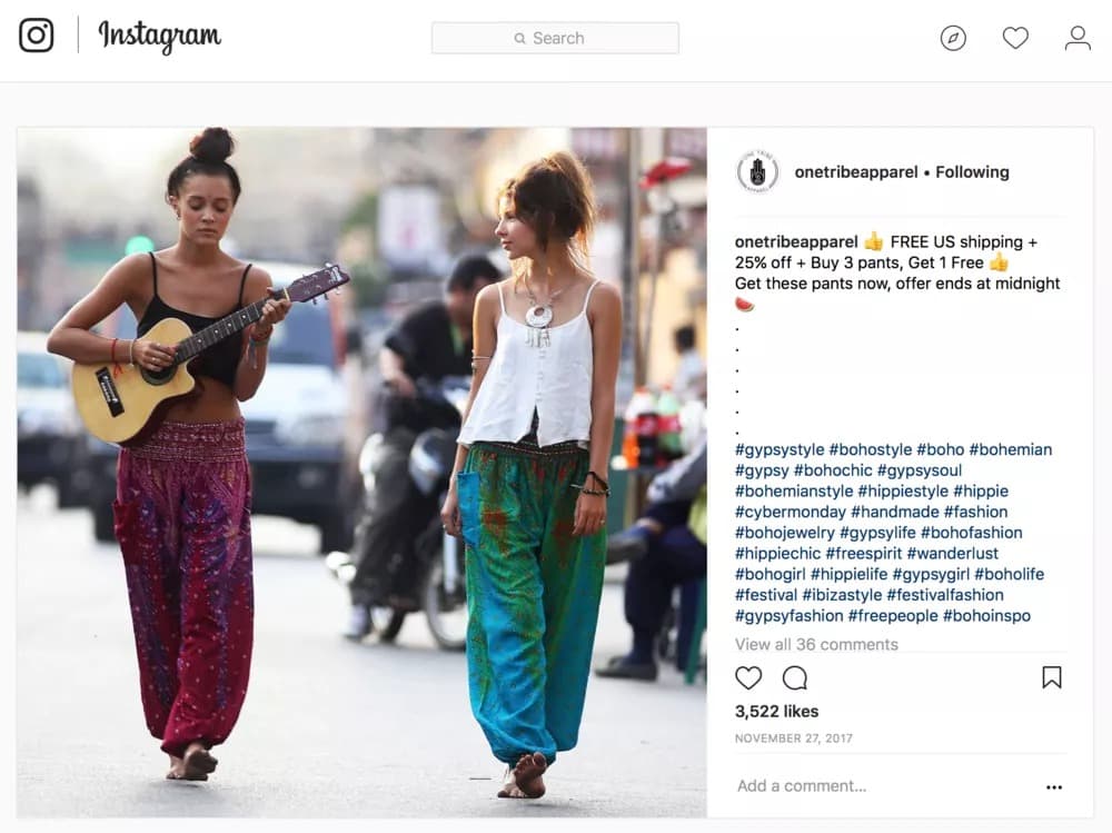 onetribapparel post instagram
