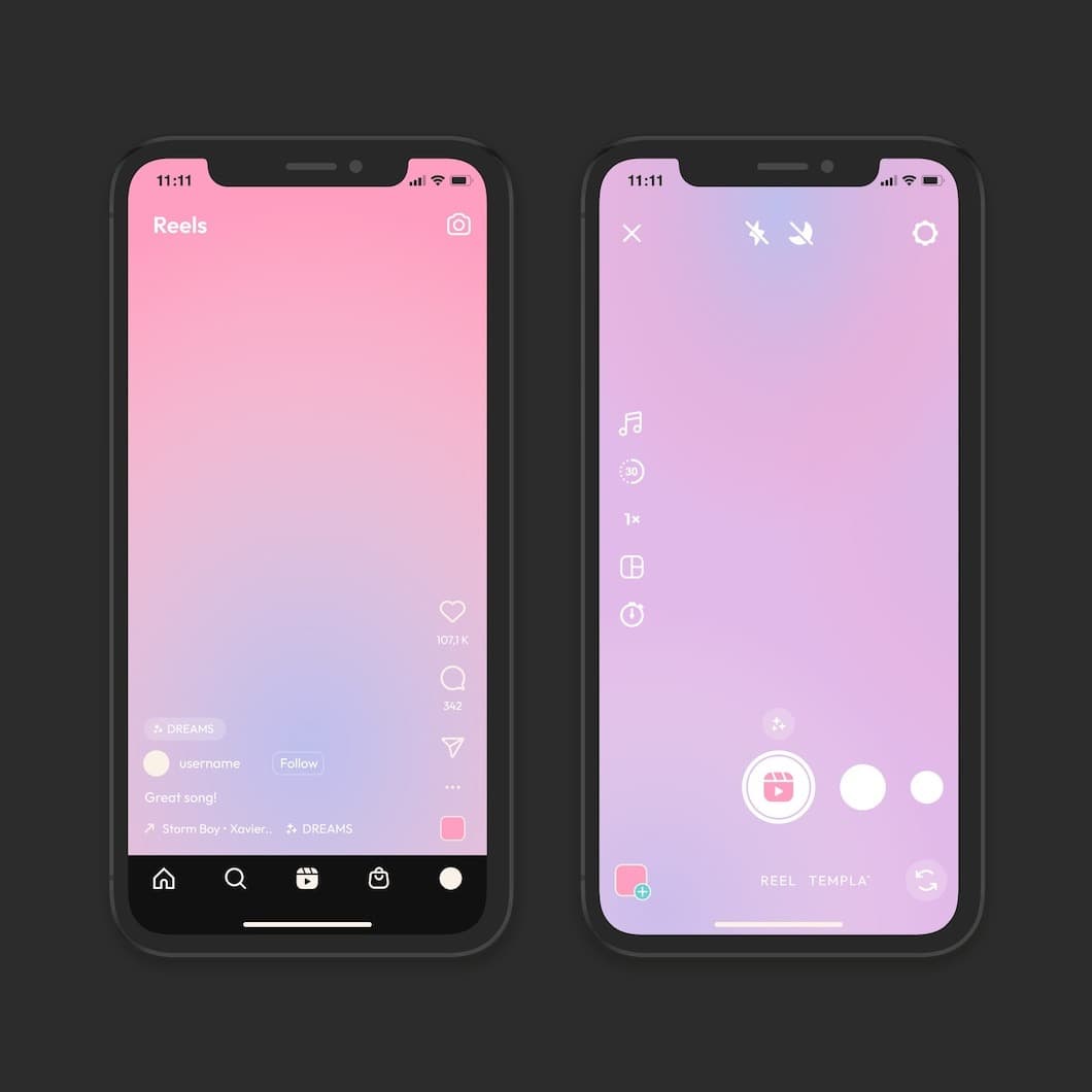 interface instagram réel