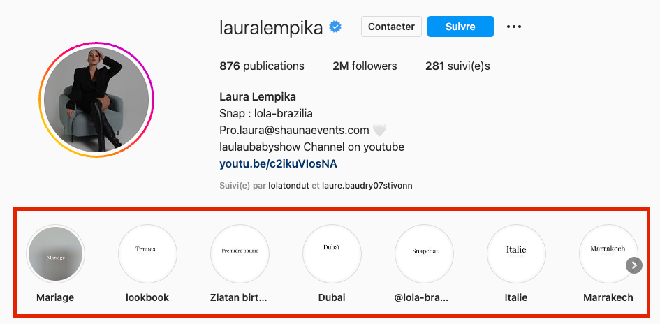 story a la une instagram