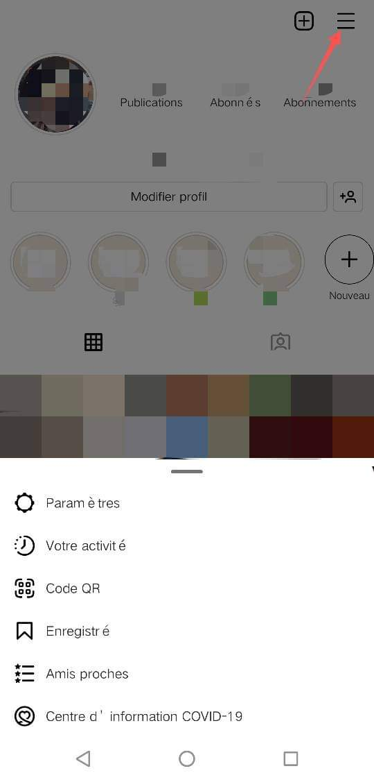 acces paramètres instagram
