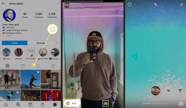 chercher filtre instagram createur
