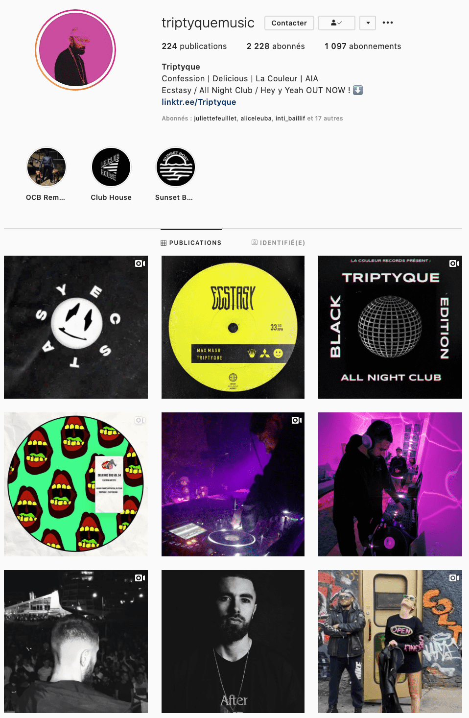compte instgaram triptyquemusic
