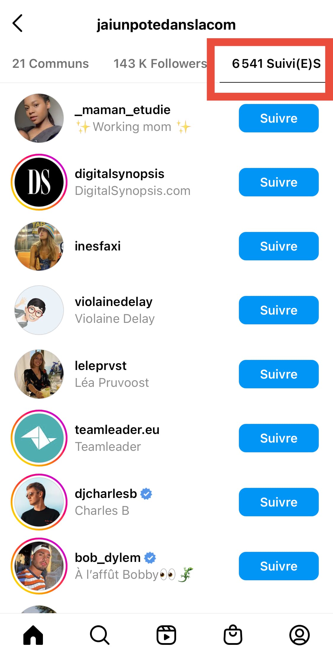 voir dernier abonnement instagram telephone