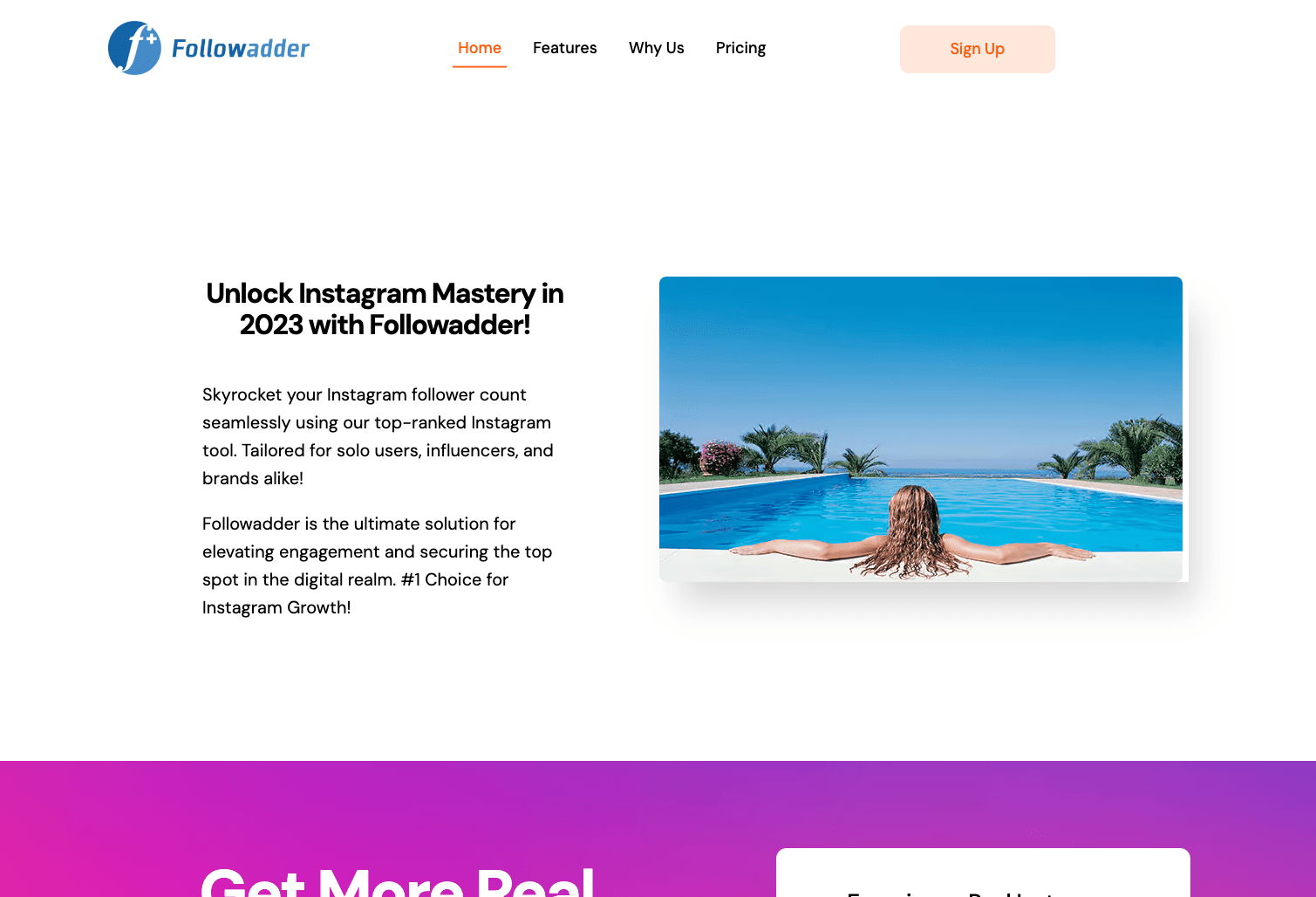 followadder landing page