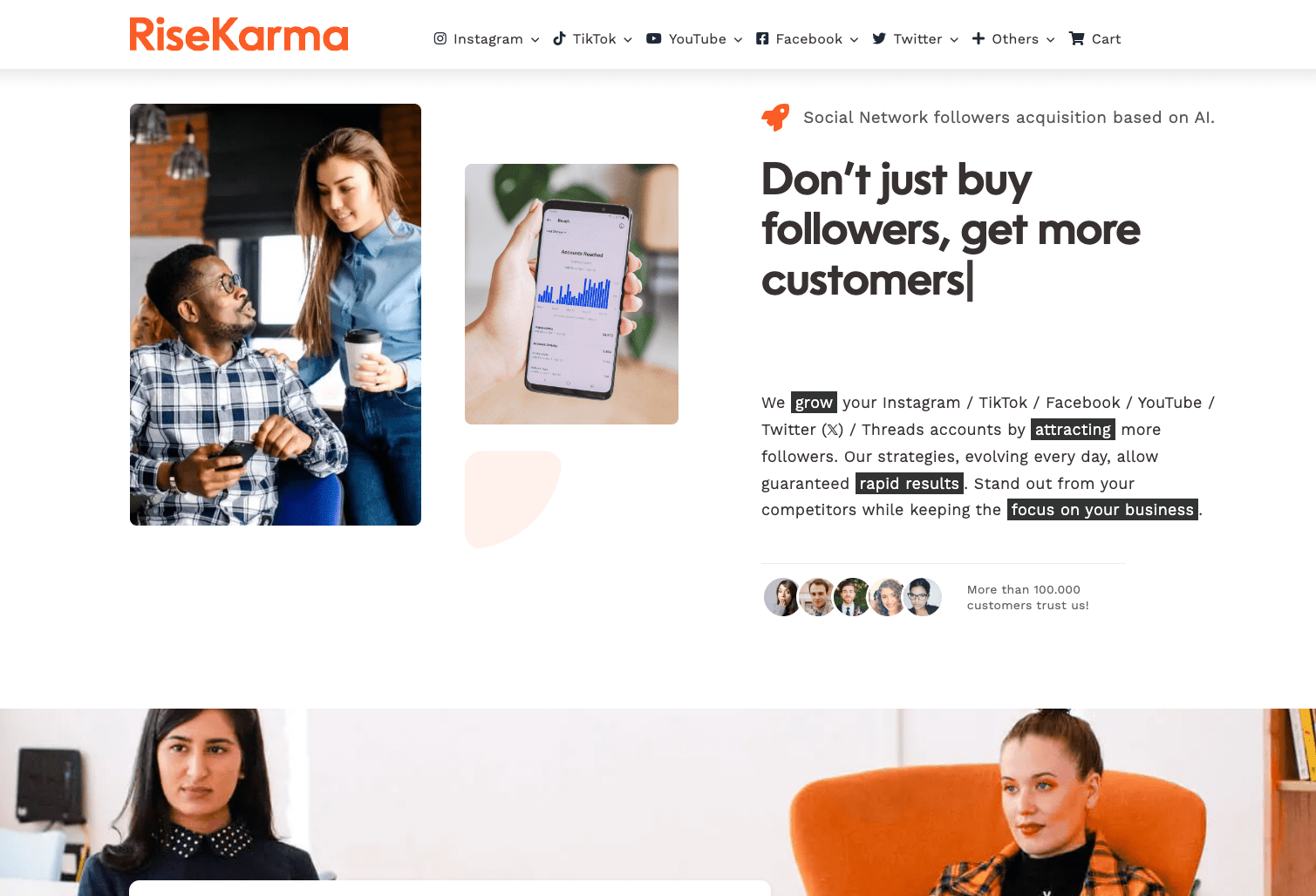 risekarma landing page