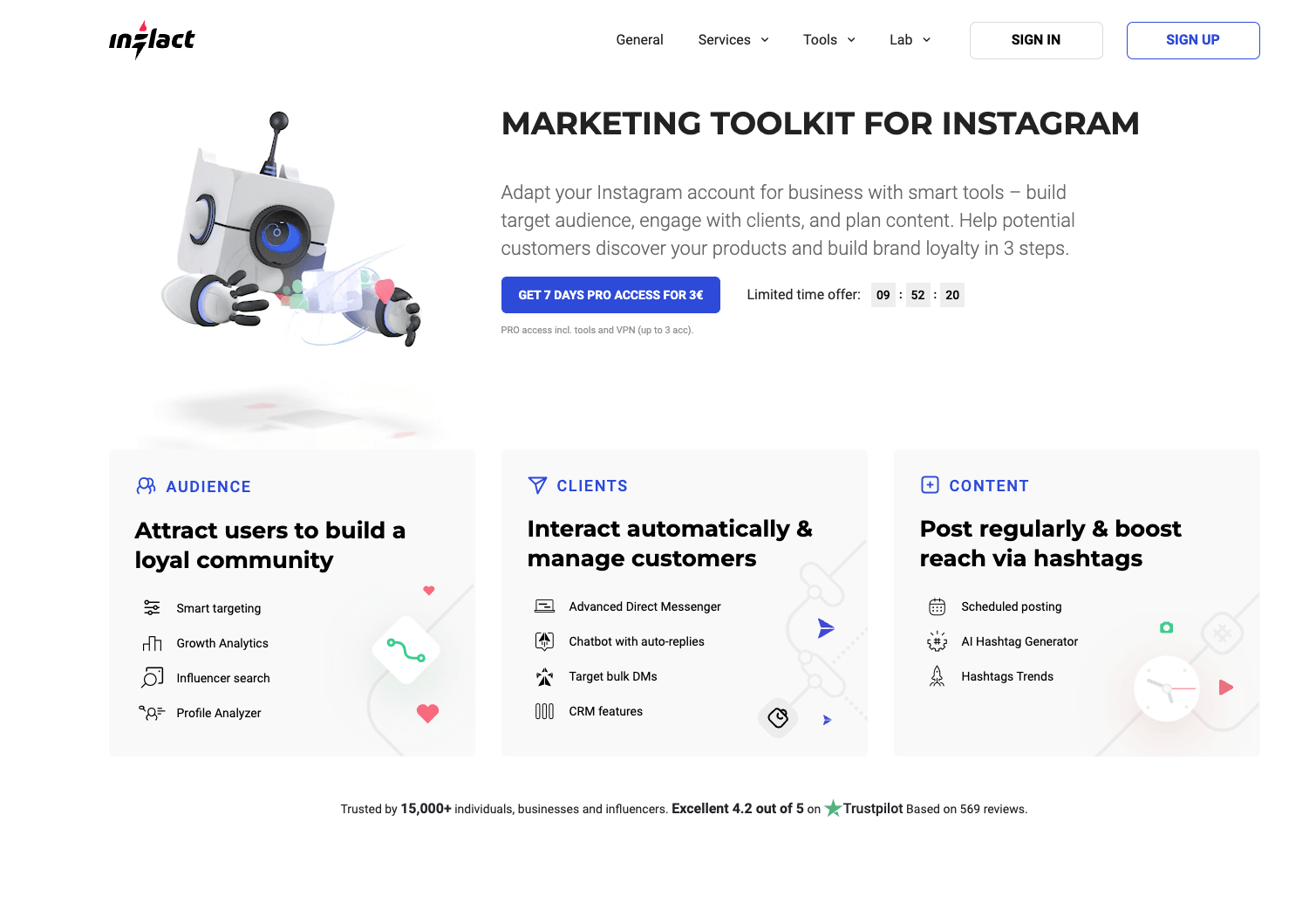 infact landing page