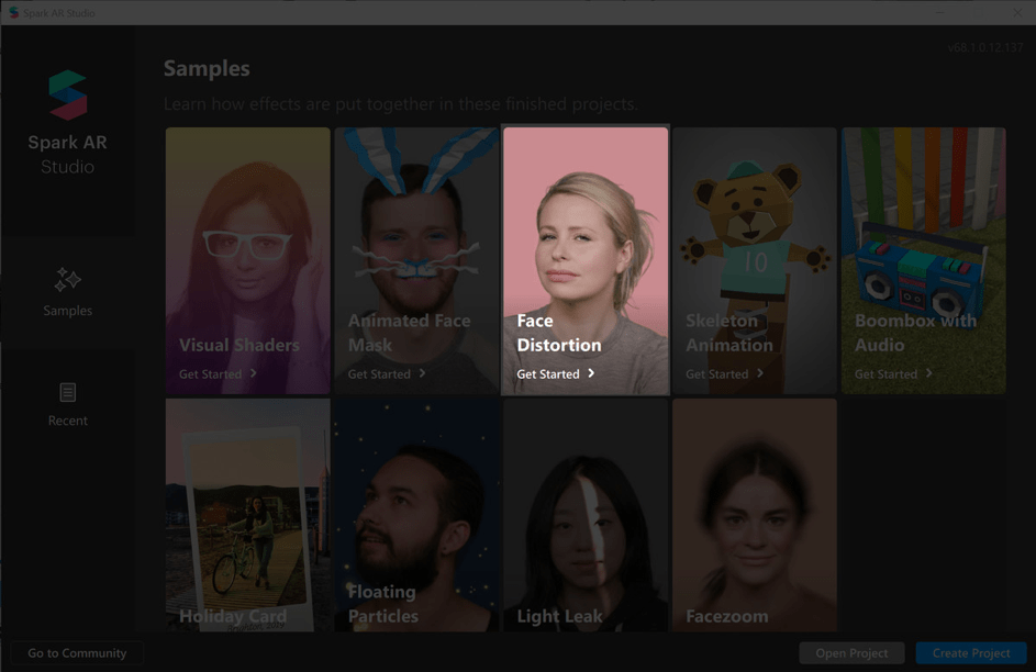 creer projet filtre instagram