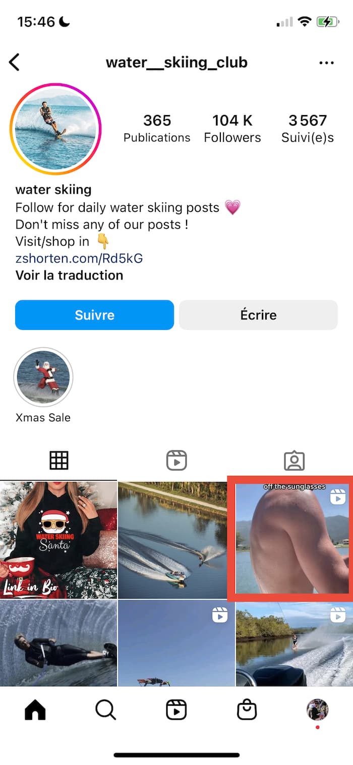 format reel insta profil