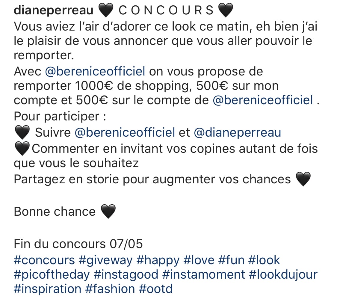 description concours instagram