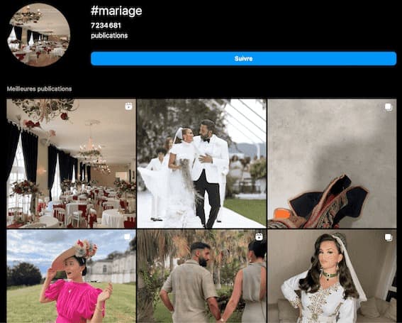 hashtags photographie mariage