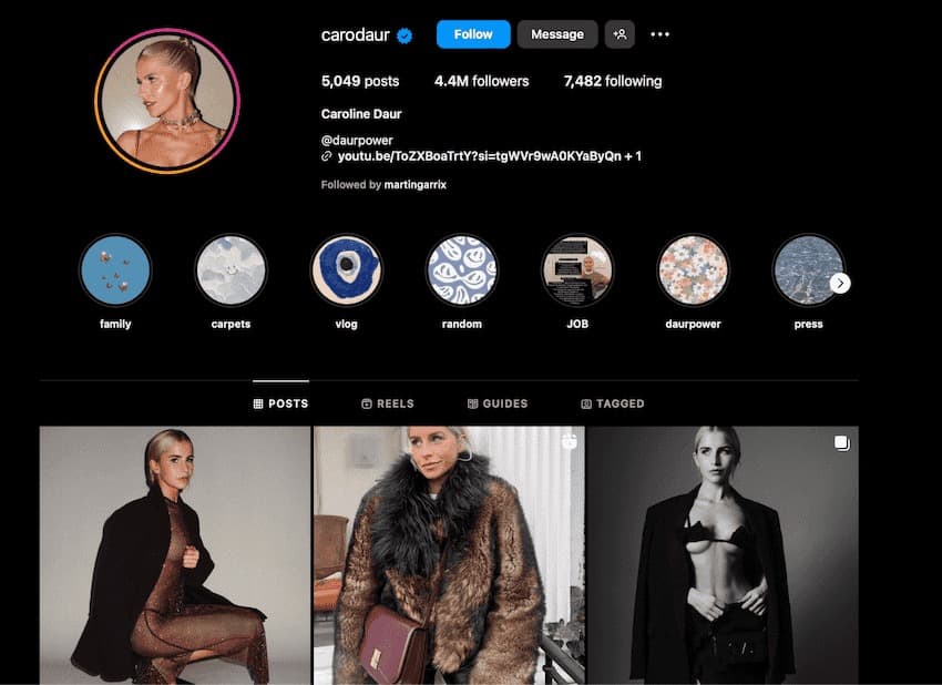 influenceur instagram allemand Caro daur