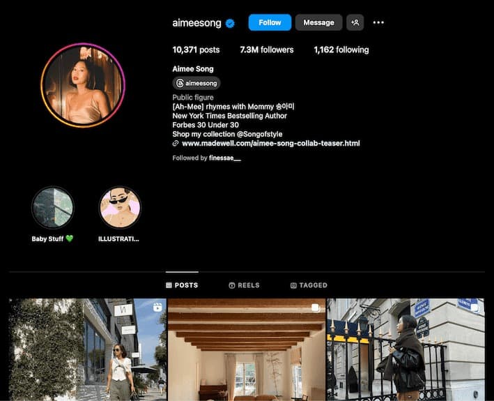 influenceur instagram americain aimee song