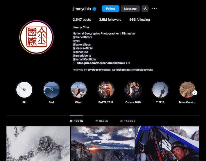 Influenceur américain Jimmy Chin