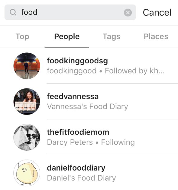 recherche instagram personne food
