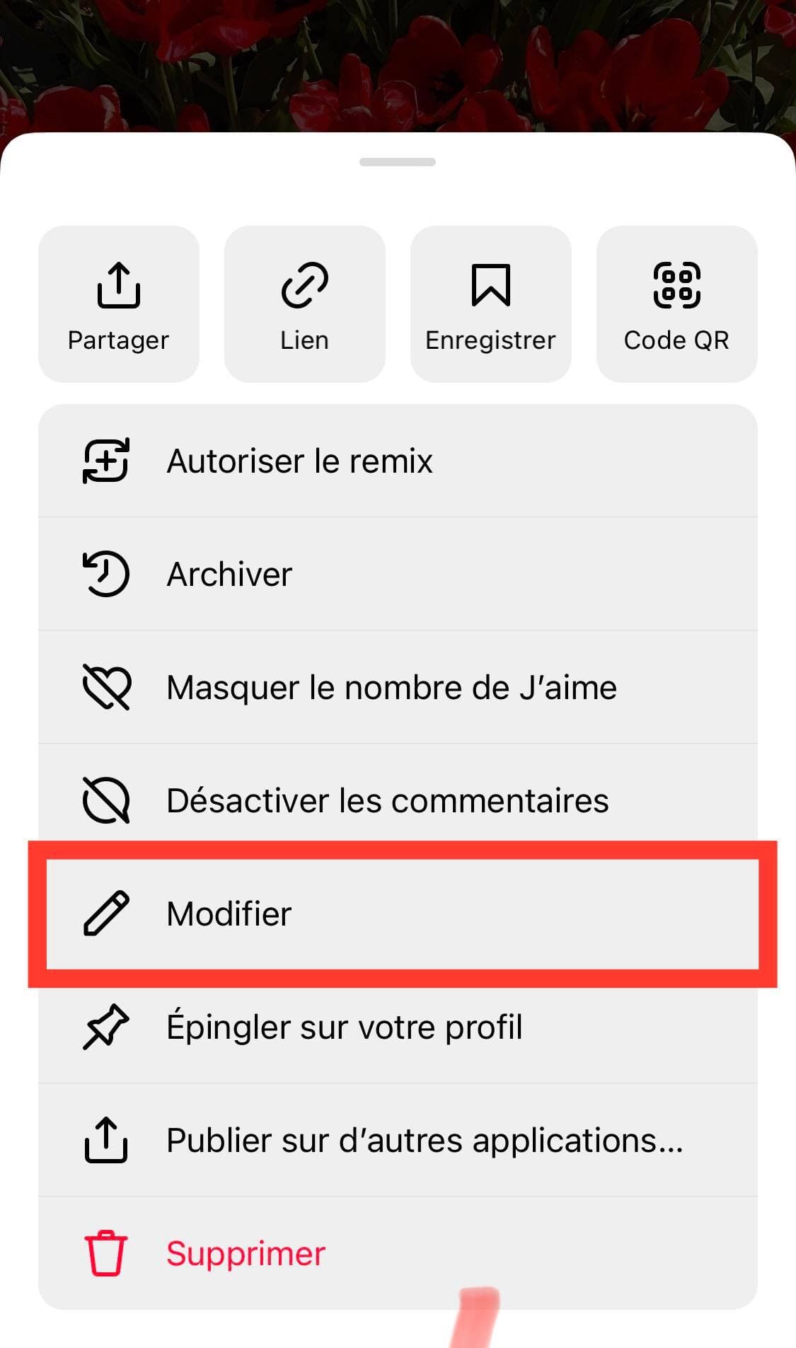 comment modifier legende instagram