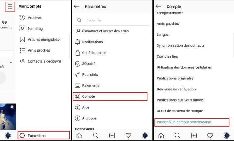 passer au compte pro instagram