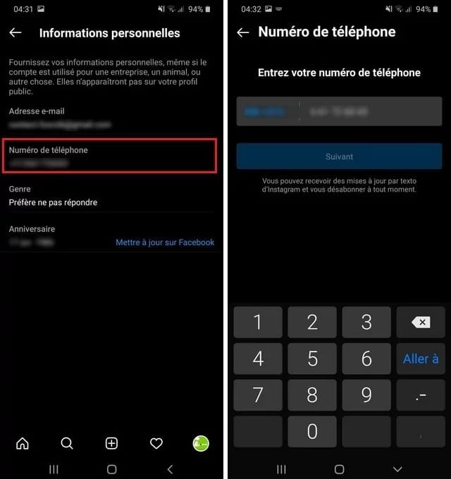 mettre coordonnees instagram