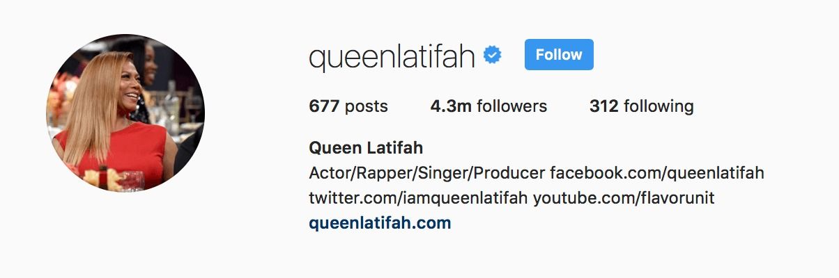 biographie instagram queen latifa