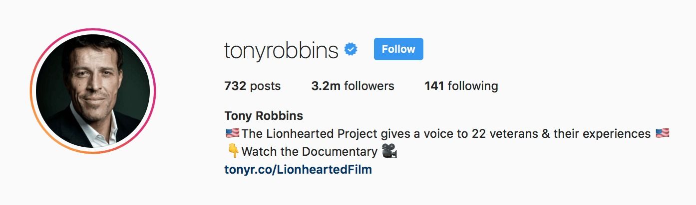 biographie instagram tony robbins