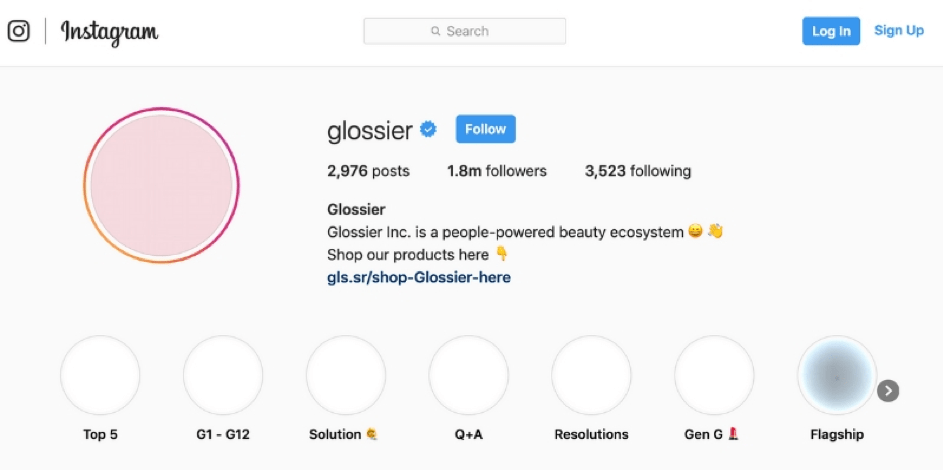 compte instagram glossier