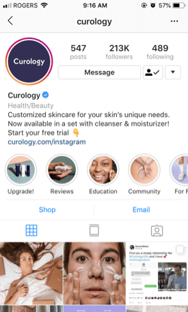 curology instagram profil