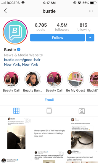 bustle instagram profil