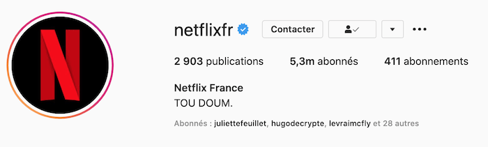netflix profil instagram entreprise