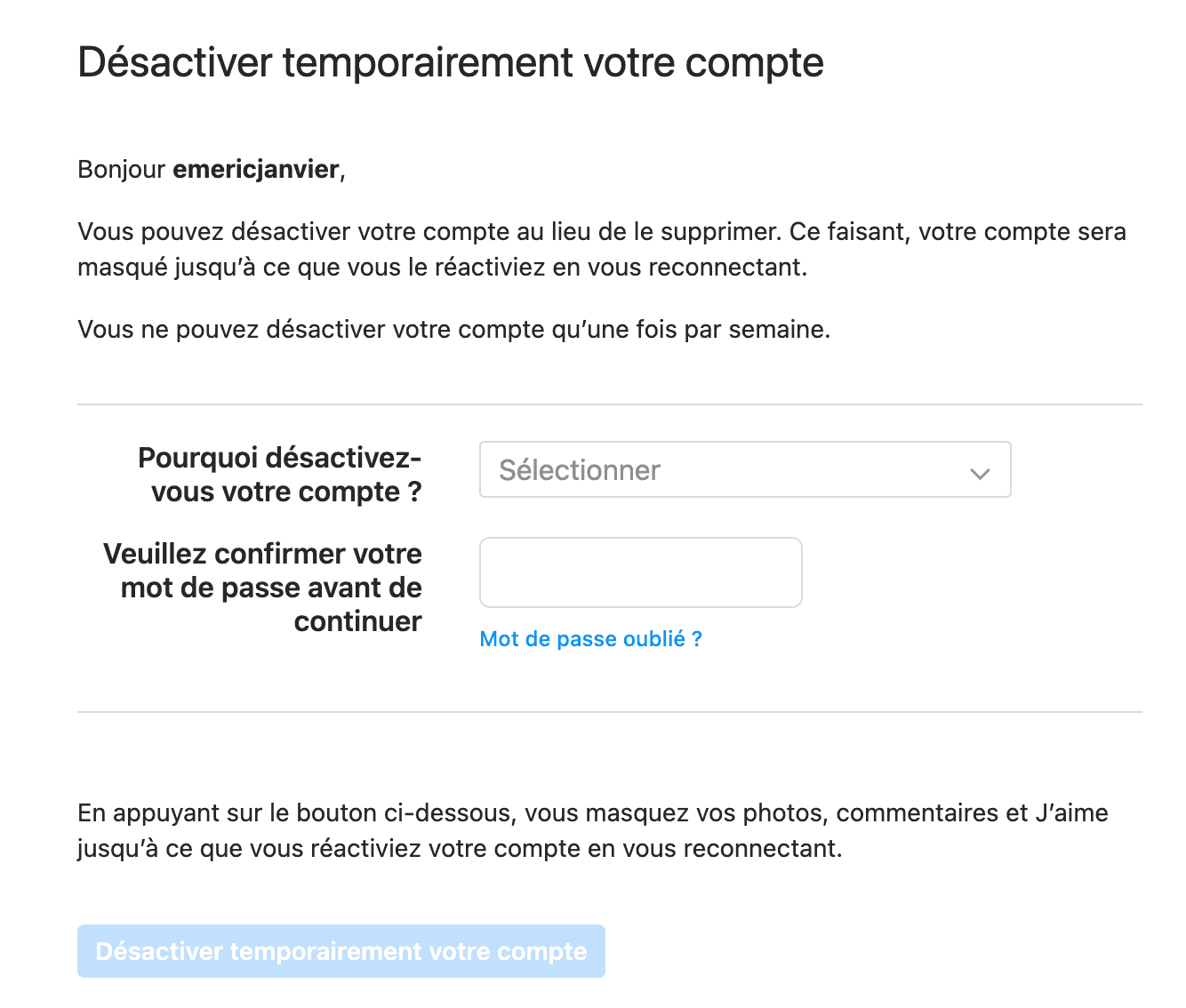 desactiver compte instagram ordinateur