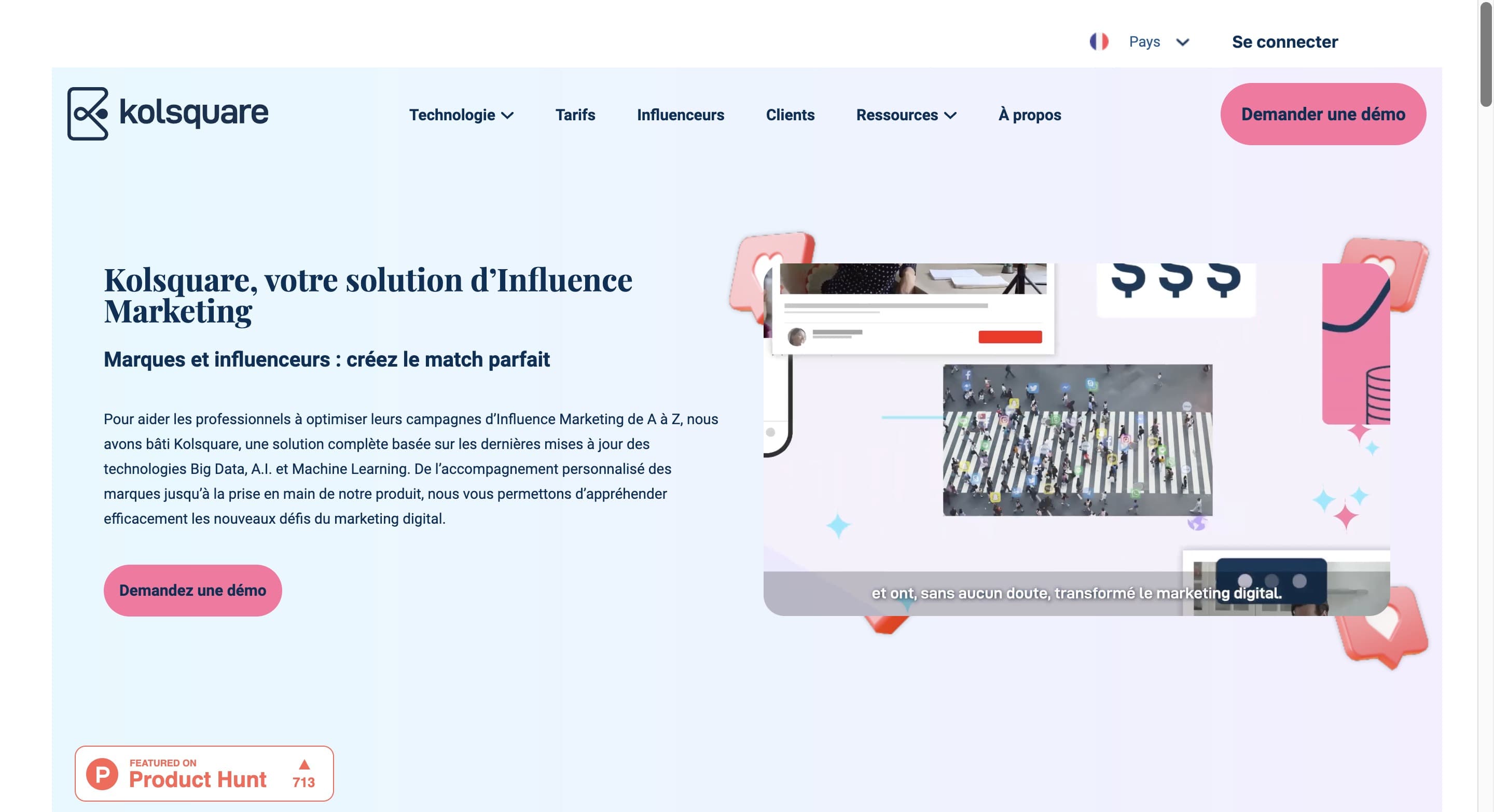Kolsquare pour analyser les compte d'influenceur